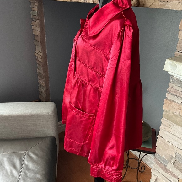 Paris Blues 3X Sleek Satin Jacket Holiday Christmas Event Party Maximalist Red - Picture 4 of 9